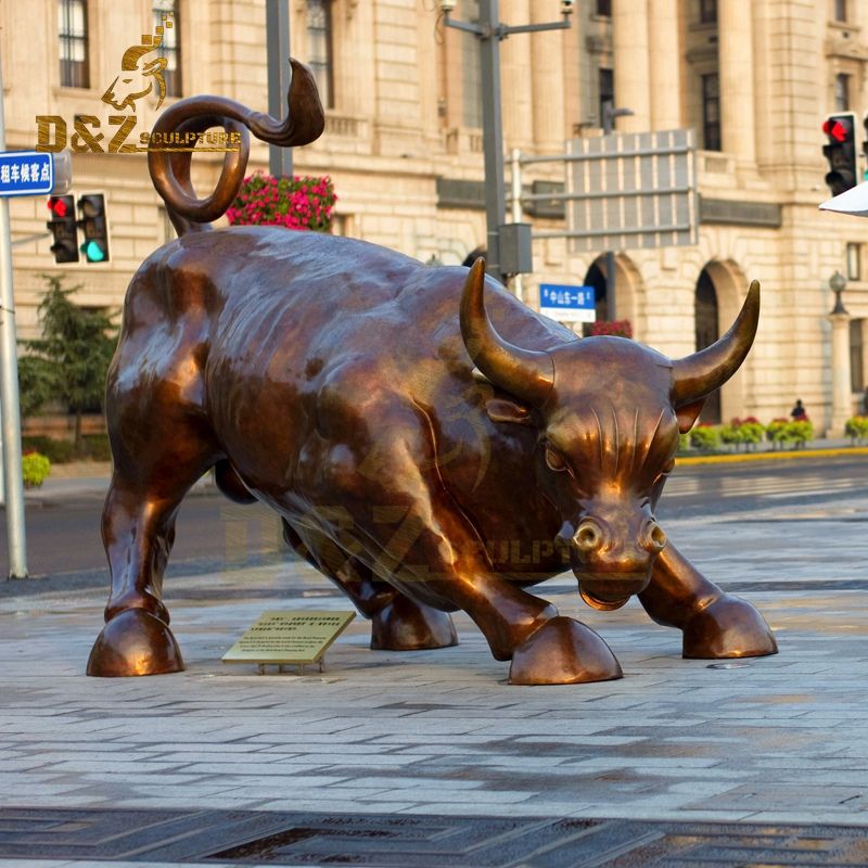 Large outdoor bronze Wall Street bull sculpture decoration artwork for sale