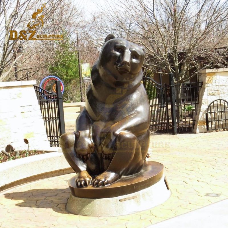 Lovely garden decoration bronze sitting bear sculpture for sale