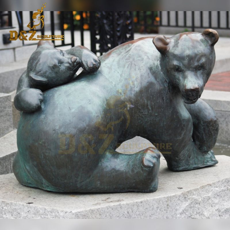 Metal animal street decoration bear and small bear statues for sale