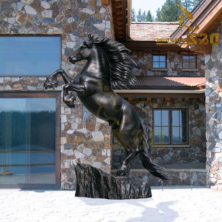 Customized life-size black bronze jumping horse statue for sale