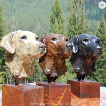 Factory custom life size metal casting hot sale indoor decoration bronze dog head sculpture