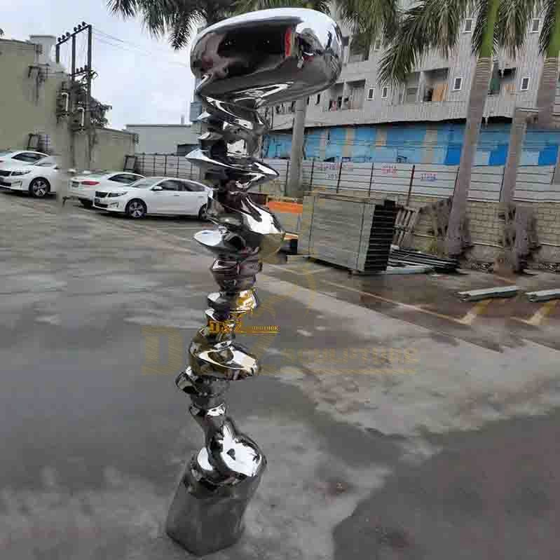 Large size metal mirror effect outdoor modern stainless steel abstract sculpture for sale