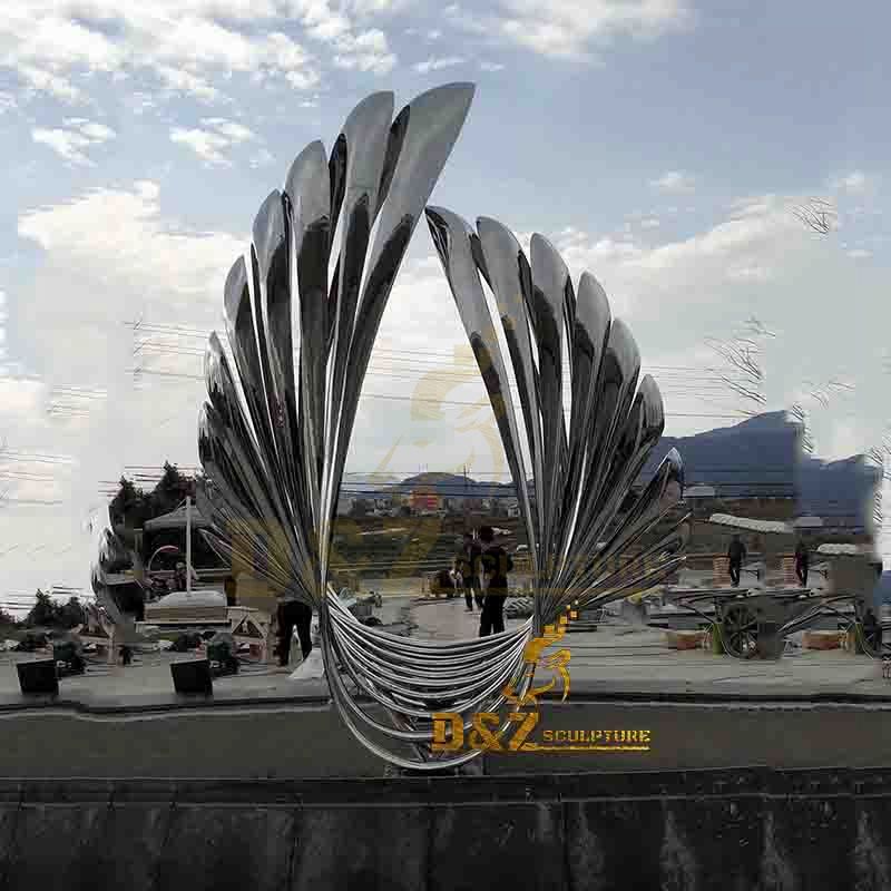 Modern decor hotel restuarant large ornaments stainless steel wings statue