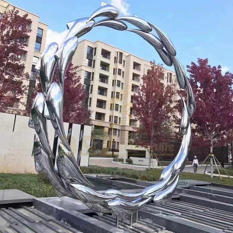 Beautiful outdor decor art ornaments high quality stainless steel fish sculpture