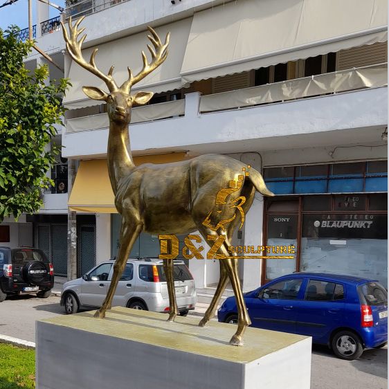 Large size outdoor decor garden bronze deer sculpture for sale