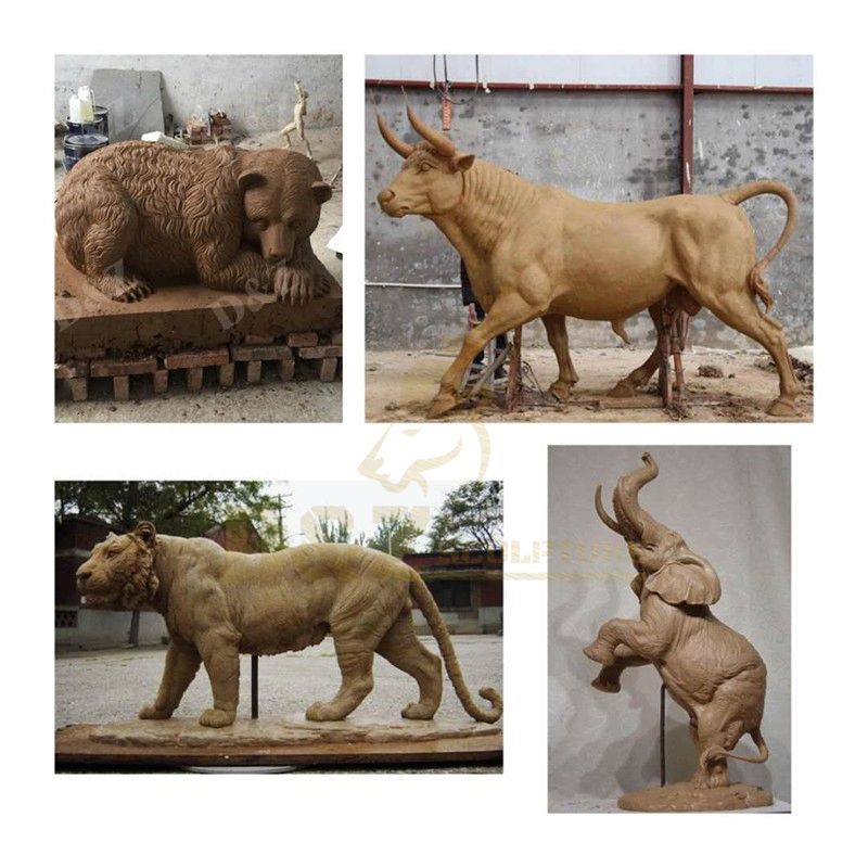 Decorative Outdoor Bronze Lion Sculpture Animal State For Garden