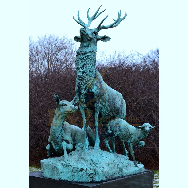 hot casting bronze three sika deers statue sculpture for sale