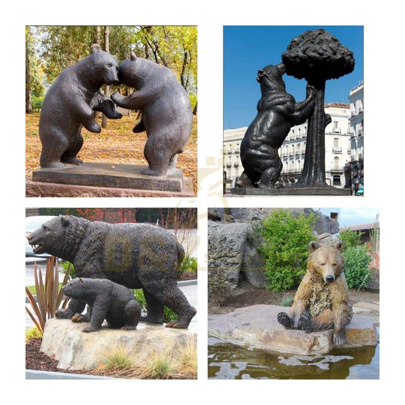 Life Size Metal Animal Statue Bronze Bear Sculpture