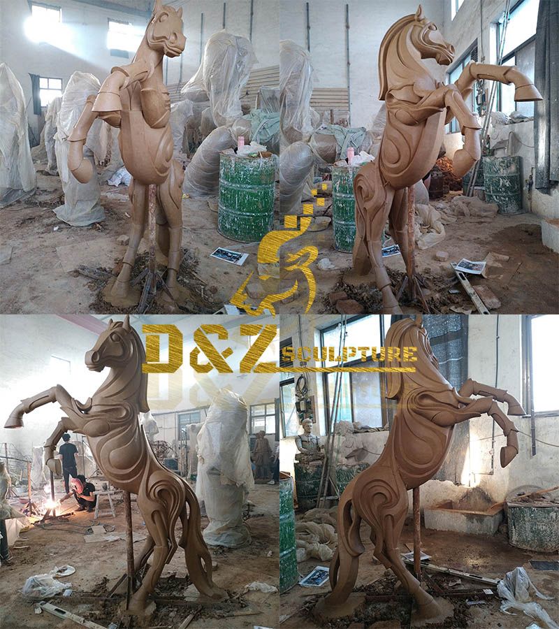 Life size bronze hot sale jumping abstract horse sculpture for outdoor garden decoration