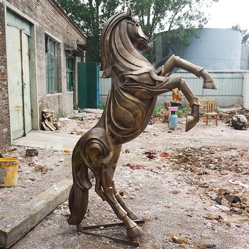 Life size bronze hot sale jumping abstract horse sculpture for outdoor garden decoration