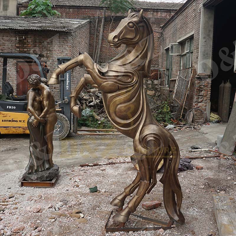 Life size bronze hot sale jumping abstract horse sculpture for outdoor garden decoration