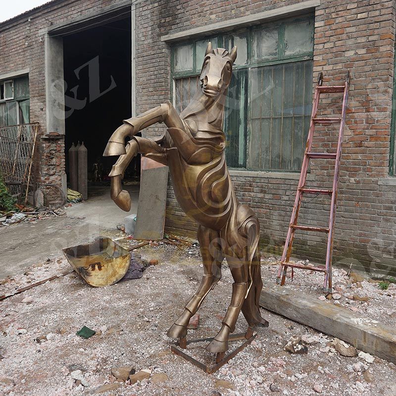 Life size bronze hot sale jumping abstract horse sculpture for outdoor garden decoration