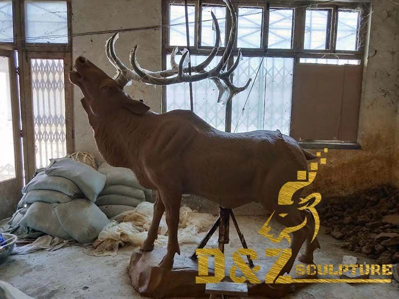 Factory custom made lost wax bronze elk sculpture matal casting decoration for garden outdoor