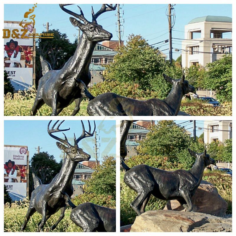 deer jumping statue