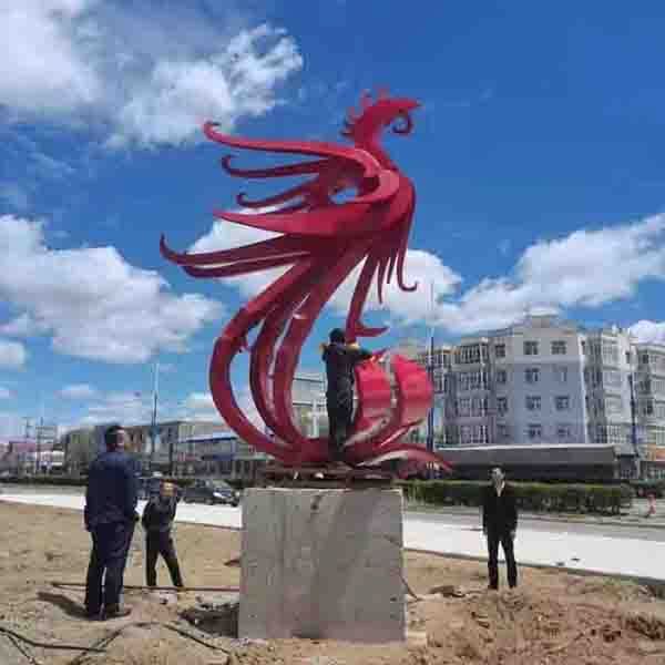 Height 1m beautiful hot sale outdoor stainless steel phoenix sculpture
