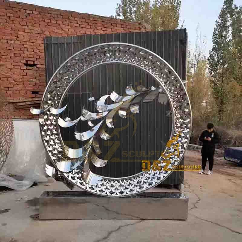 Modern large steel ornaments welding circle sculpture for hotel home decoration