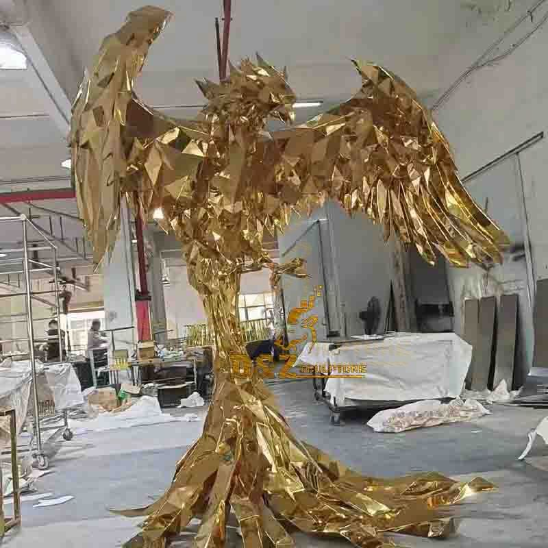 Large size modern animal decoration school garden zoo decor stainless steel eagle sculpture