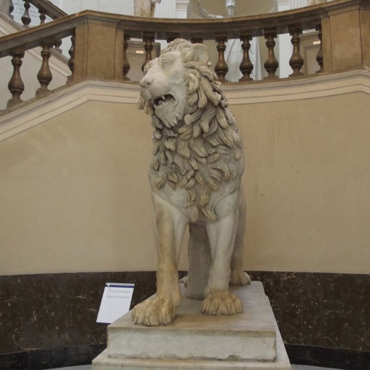 Life size marble carved museum decor famous lion sculpture in italy